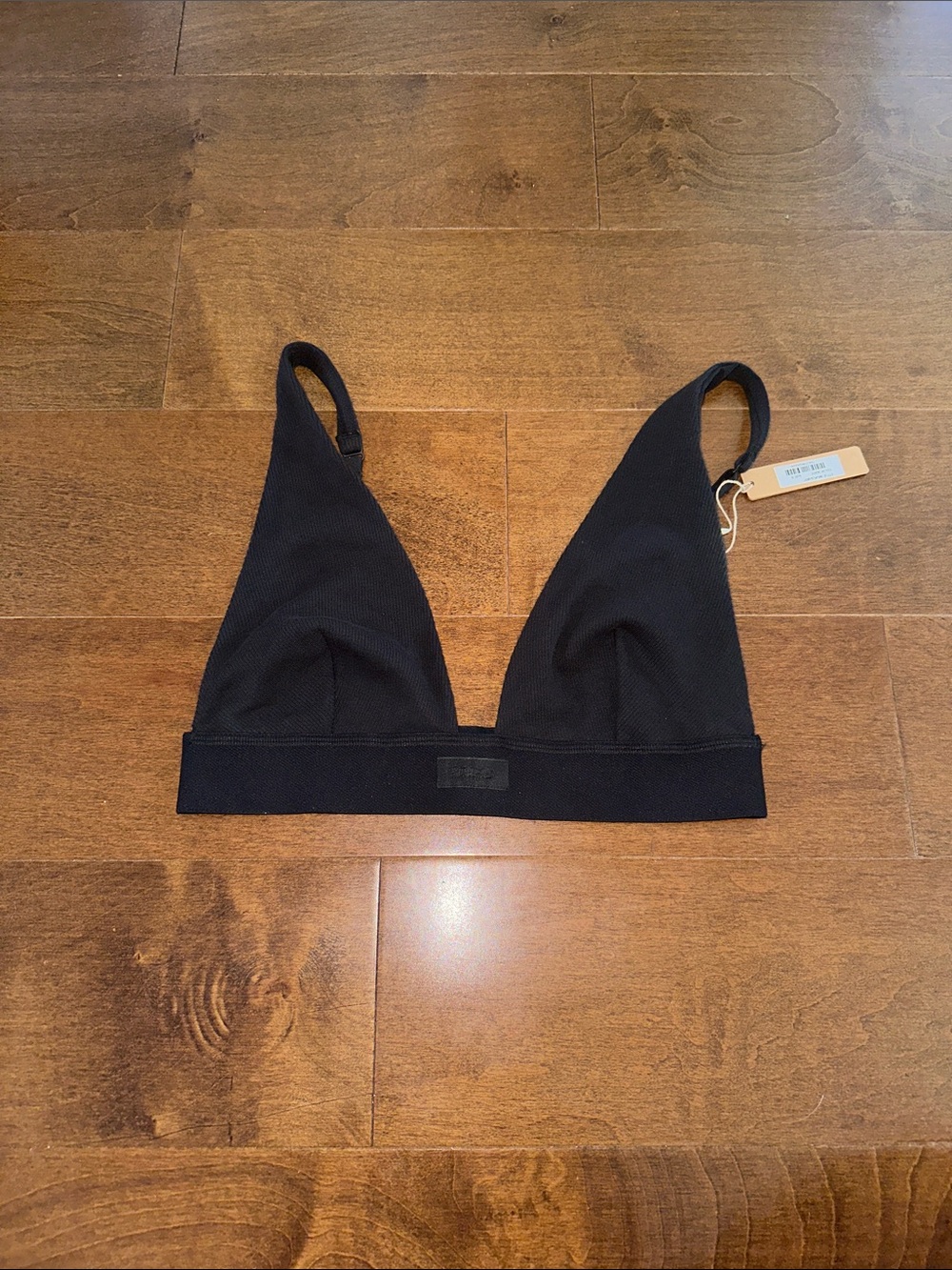 SKIMS COTTON RIB Plunge Bralette Soot S